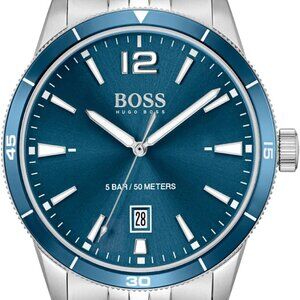 Hugo Boss Men's Watch 1513902 Quartz Blue Dial Date Silver Stainless Steel 42mm
